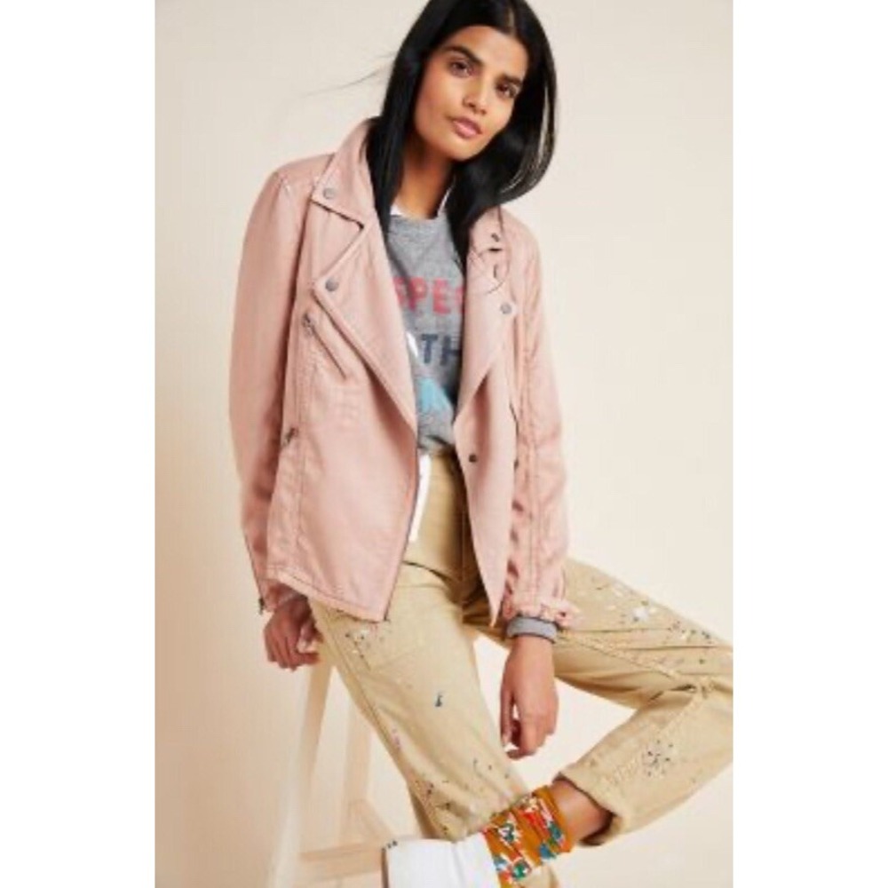 New Anthropologie MARRAKECH RONIKA DRAPED MOTO JACKET size small pink